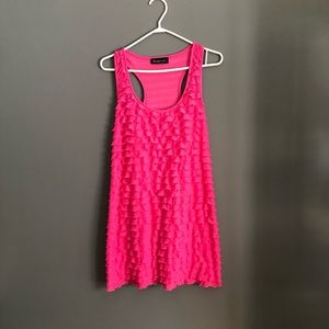 Hot pink racer back frilly mini dress
